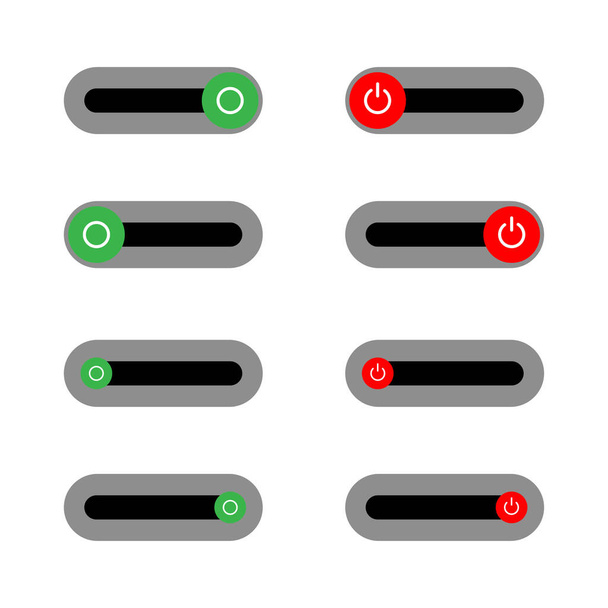 Tlačítka Vypnuto ve stylu posuvníku, tlačítka Vypnuto jsou uzavřena červeně, - Vektor, obrázek