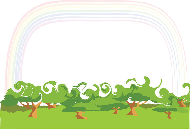 vector illustration of a cartoon landscape with trees - Vektori, kuva