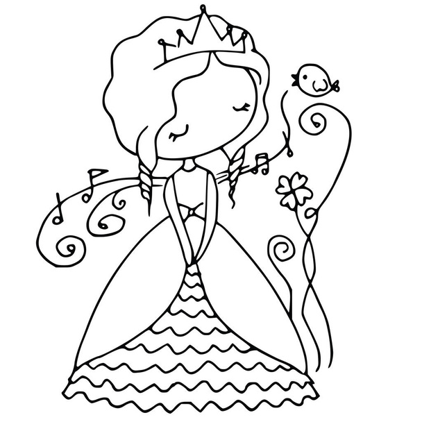 princess with a crown and a bow - Vector, afbeelding