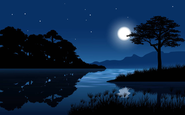 Річковий і місячний ландшафт
 - Вектор, зображення