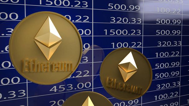 The Ethereum coins  chart for cryptocurrency  content 3d rendering - Photo, Image