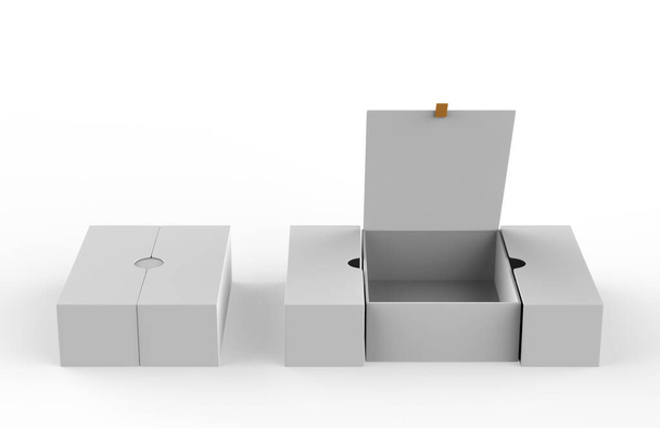 Modèle de maquette de boîte en carton dur vierge, illustration 3D. - Photo, image