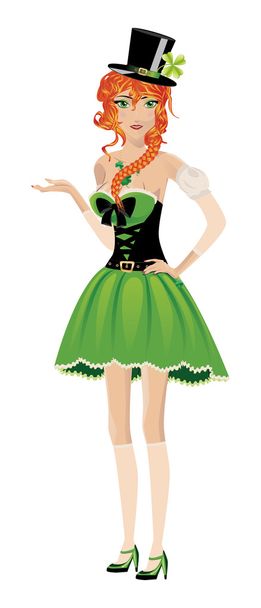Leprechaun girl - Вектор,изображение