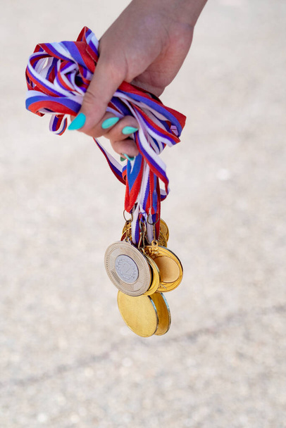 A lot of medals. Victory in the competition - Photo, Image