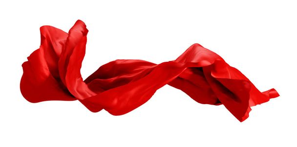 Tejido rojo volando en el viento aislado sobre fondo blanco 3D render - Foto, imagen