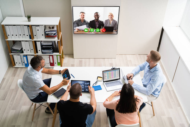 Online Video Conference Training Business Meeting In Office - Foto, Imagem