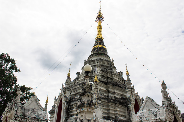 White pagoda in Thai temple in Pasang Lamphun - Photo, Image