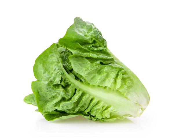 fresh baby cos (lettuce) isolated on white background - Фото, изображение