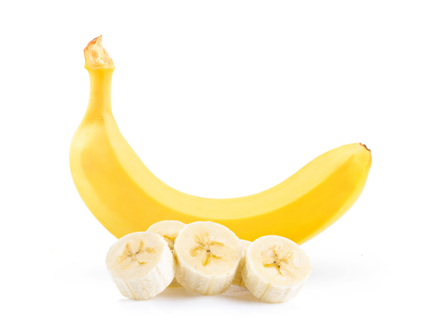 Dojrzały banan izolowany na białym tle. pełna głębia ostrości - Zdjęcie, obraz