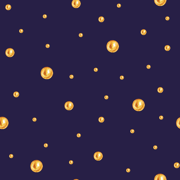 Горошек точки Бесшовный узор, пунктирная текстура ткани с золотой жемчужиной на темно-синем фоне для ювелирного магазина блог, веб-дизайн, альбомы, вечеринки или ребенка приглашения душ и свадебные открытки. - Фото, изображение