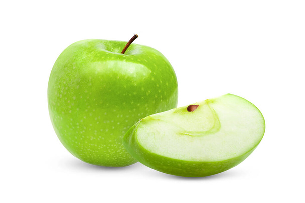 Beyaz arkaplanda yeşil elma izole edilmiş - Fotoğraf, Görsel