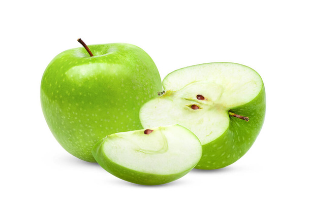 Zelené jablko izolované na bílém pozadí - Fotografie, Obrázek