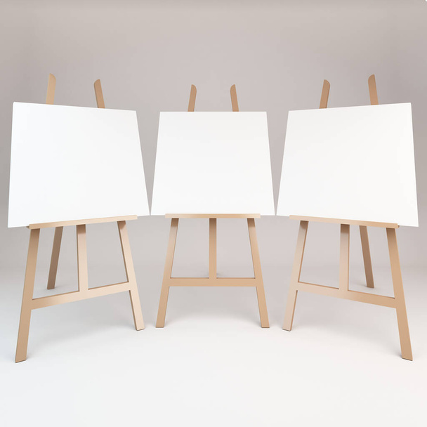 Wooden easel ,3d rendering style - Photo, Image