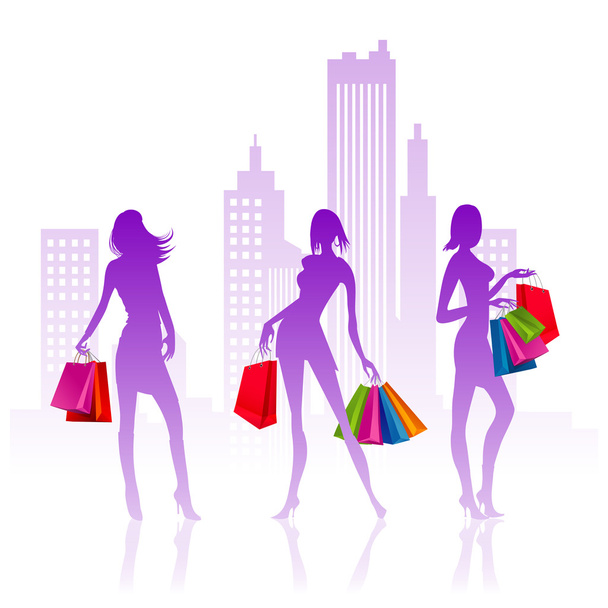 Shopping-Damen - Vektor, Bild