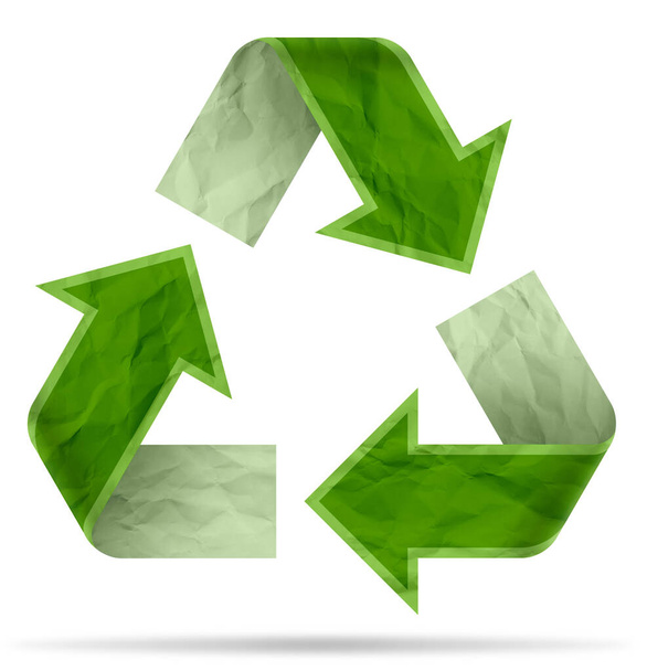 kierrätyssymboli rypistyneestä paperista - Valokuva, kuva