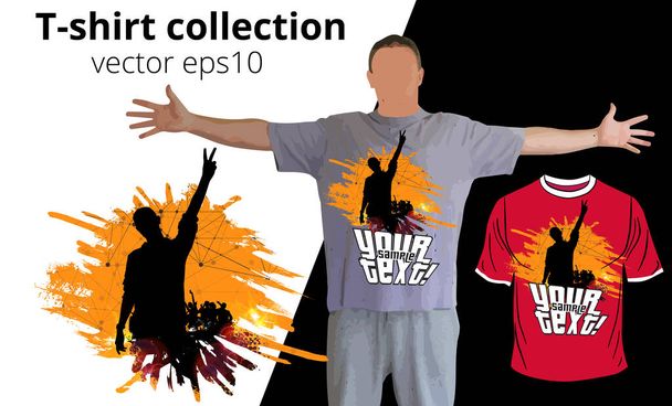 T-shirt template with dancing people, vector  - Vector, Image