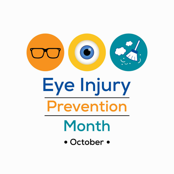 Illustrazione vettoriale sul tema della prevenzione delle lesioni oculari mese osservato ogni anno nel mese di ottobre. - Vettoriali, immagini