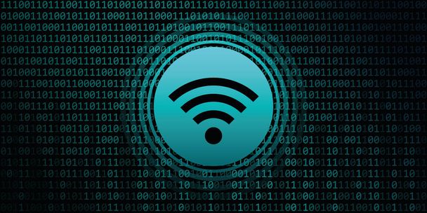 Wifi digitales Banner mit Binärcode Hintergrund - Vektor, Bild