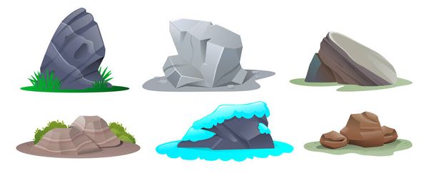 Set of stones in cartoon style  - Vector, Image