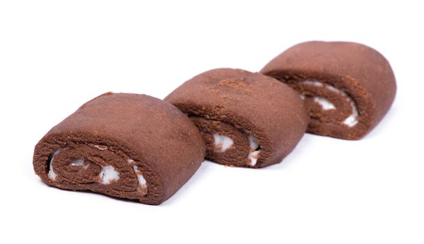 Rouleaux de chocolat courts isolés sur fond blanc - Photo, image