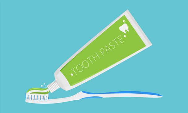 Tubo di dentifricio e spazzolino da denti, concetto di cura dei denti, illustrazione vettoriale. - Vettoriali, immagini