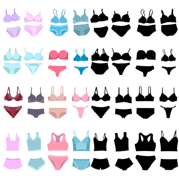 vector, isolated, silhouette, lingerie, set - Vector, Image