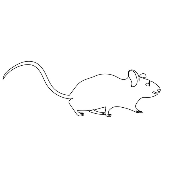 непрерывный рисунок одной линии, мышь - Вектор,изображение