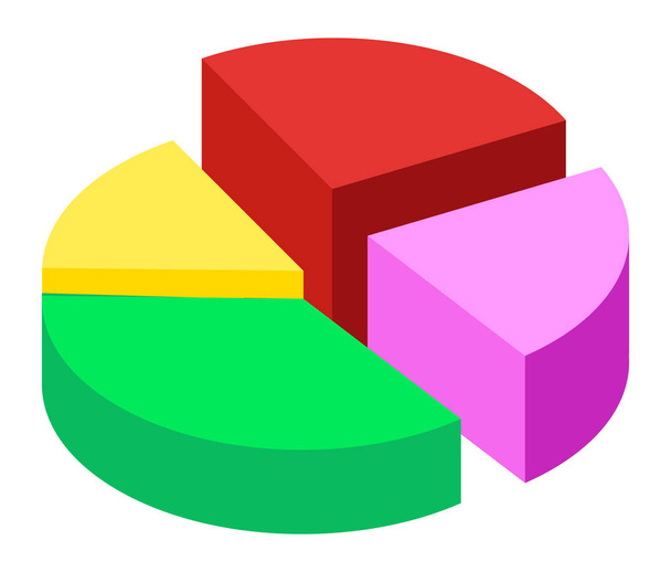 Colorful vector 3d pie diagram, pie chart, digital marketing, round infochart, infograph, statistics - Vektör, Görsel