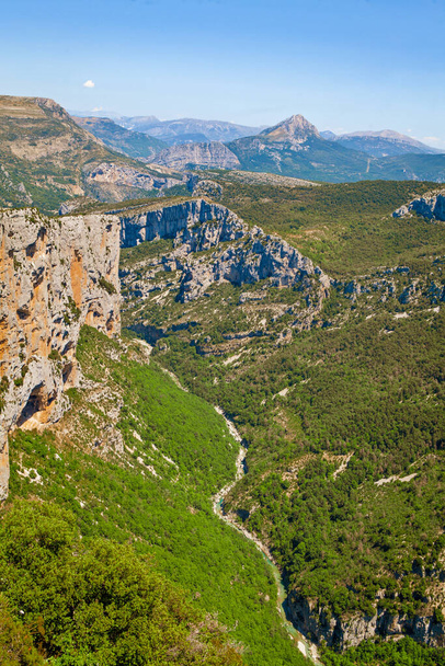 Verdon grand canyon with mountain river near Sainte Croix lake, Verdon Gorge, Provence in France - Photo, Image