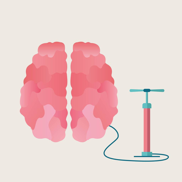 Illustration der künstlichen Lungenbeatmung, Pumpe, die mit der Lunge verbunden ist, rosa Hintergrund - Vektor, Bild