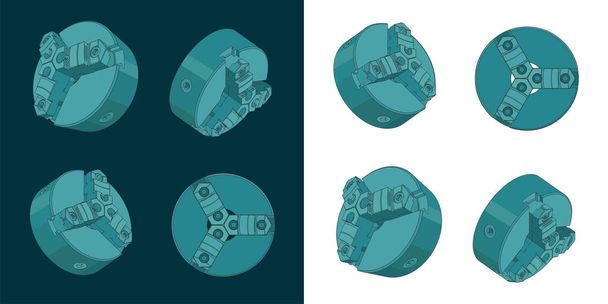 Stylized vector illustrations of Lathe Chuck Colorful Drawings - Vector, Image