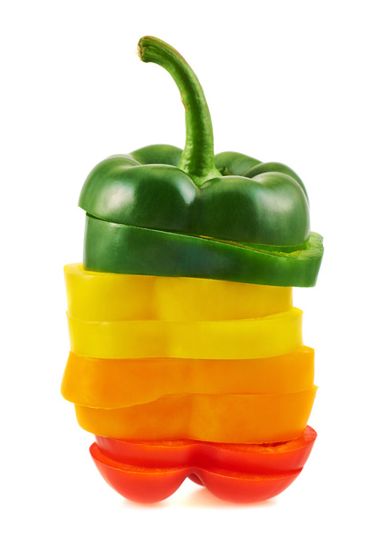 Sliced sweet bell pepper isolated - Foto, Imagem