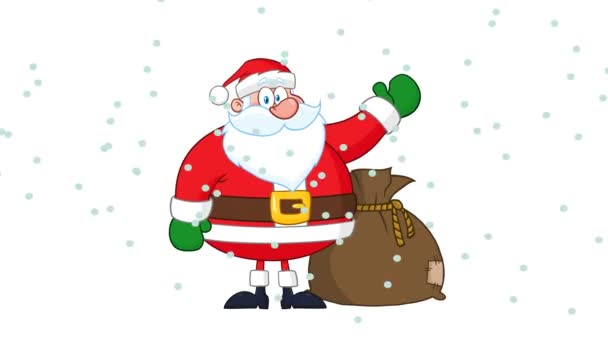 Santa Claus Cartoon Mascot character with snow - Footage, Video