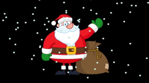 Babbo Natale personaggio della mascotte del fumetto con neve - Filmati, video