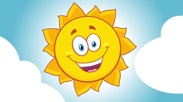 Γελοιογραφία ήλιο χαμογελώντας  - Πλάνα, βίντεο
