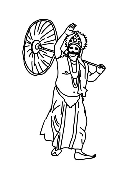 Керала Онам фестиваль Махабали также известен Мавели линии рисования - Вектор,изображение