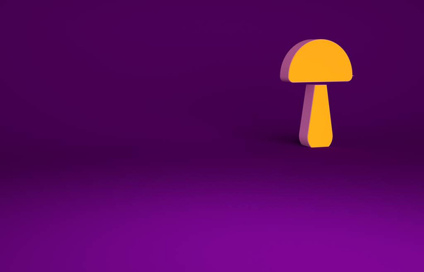Icono de hongo naranja Psilocybin aislado sobre fondo púrpura. Alucinación psicodélica. Concepto minimalista. 3D ilustración 3D render. - Foto, Imagen
