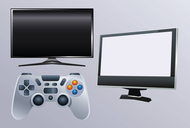 Bilgisayar oyunu kontrolüyle bilgisayar monitörü görüntüsü - Vektör, Görsel