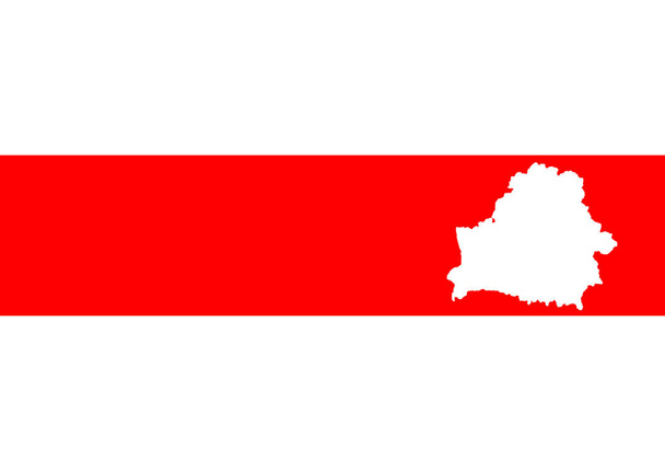 Valko-Venäjän lippu, jossa on kartta maan rajoista. Se on valkoinen-punainen-valkoinen. Se symboloi valkovenäläisten rauhanomaista protestointia. Taustaa. - Valokuva, kuva