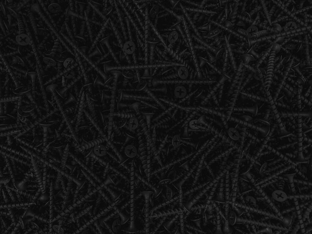 Picchiettatura viti di legno in acciaio od sfondo nero scuro per carta da parati - Foto, immagini