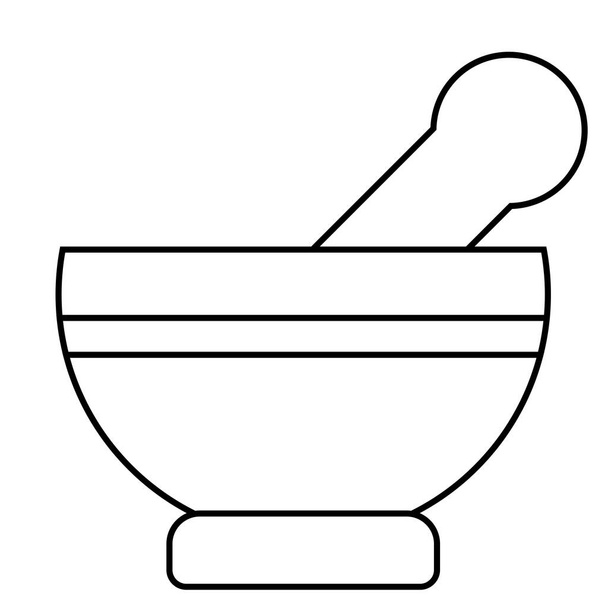 Mortar and pestle pharmacy flat icon for apps and websites - Vector, Image