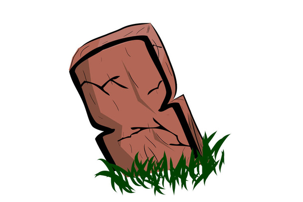 Simple Vector Doodle Hand Draw Sketch, Islma Wooden Grave and grass, Isolated on White - Вектор, зображення