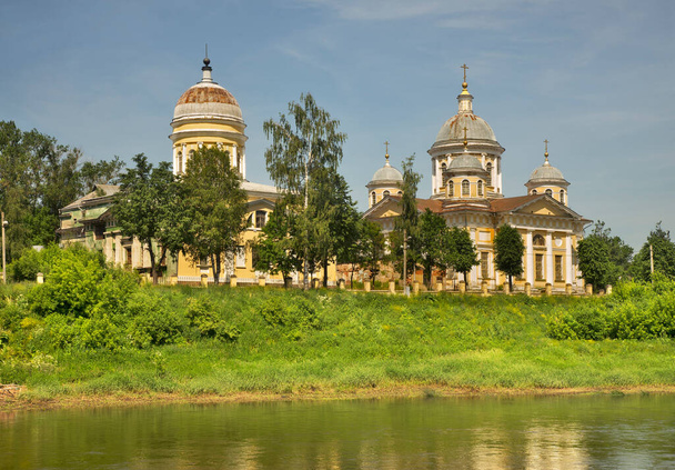 Church of Entry of Lord into Jerusalem and Transfiguration cathedral in Torzhok. Tver region. Russia - 写真・画像