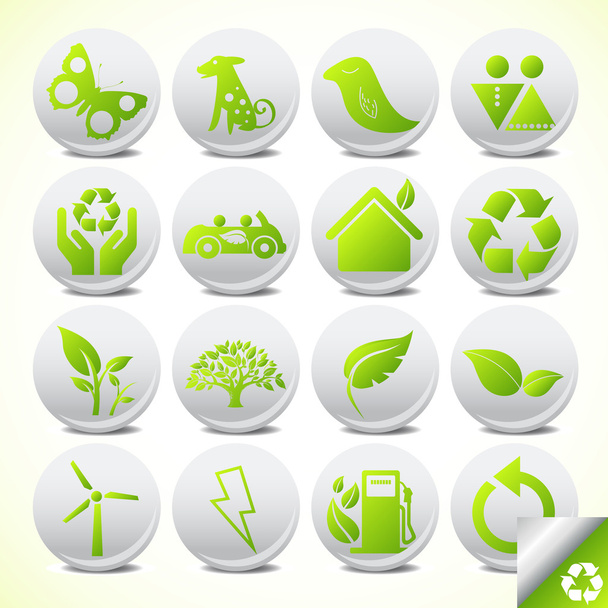 Ecology eco icon button set vector - Вектор,изображение