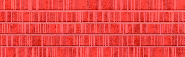 Panorama de parede de pedra vermelha moderna com listras textura e fundo sem costura - Foto, Imagem