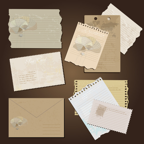 Vintage postcards and old paper - Vector, afbeelding