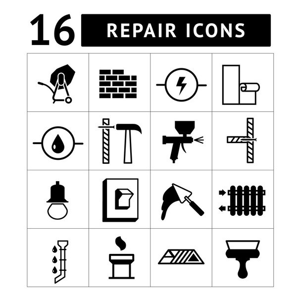 Symbole für Bau, Gebäude und Hausreparatur - Vektor, Bild