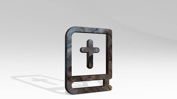Biblia religijna ikona 3D stojąca na podłodze, ilustracja 3D - Zdjęcie, obraz