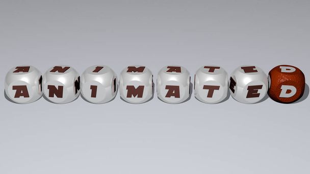 animated text by cubic dice letters, 3D illustration - Photo, Image