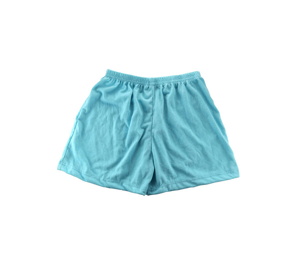 Lichtblauwe jongen shorts geïsoleerd op witte achtergrond en hebben clipping paden. - Foto, afbeelding